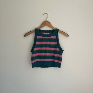 Madewell Teal and Pink Striped Tank Top